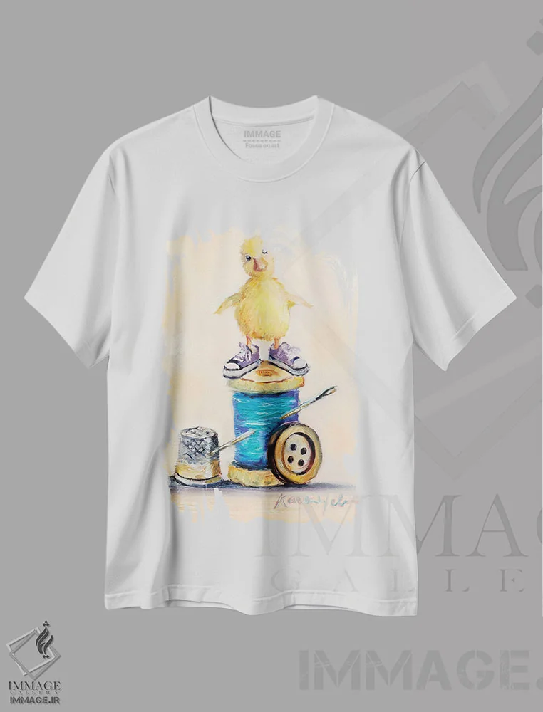 تیشرت سفید طرح دار تصورات شیرین، هنر فاخر معاصر اثر کارن وبر | فروشگاه ایماژ