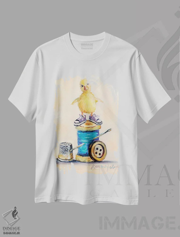 تیشرت سفید طرح دار تصورات شیرین، هنر فاخر معاصر اثر کارن وبر | فروشگاه ایماژ