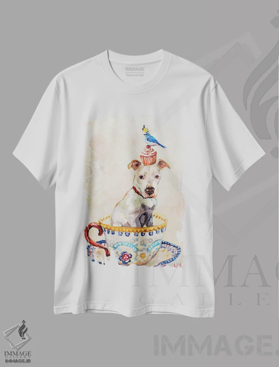 تیشرت سفید طرح دار مهمانی دلسوزی، هنر فاخر معاصر اثر کارن وبر | immage.ir