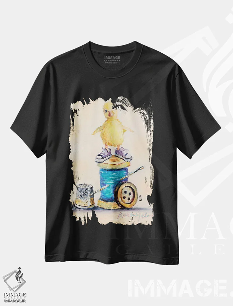 تیشرت مشکی طرح دار تصورات شیرین، هنر فاخر معاصر اثر کارن وبر | immage.ir