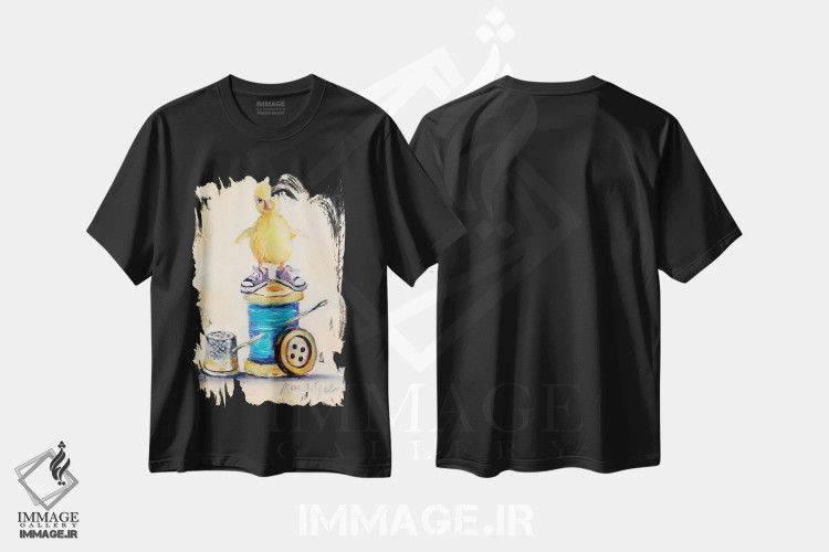 تیشرت مشکی طرح دار تصورات شیرین، هنر فاخر معاصر اثر کارن وبر | immage.ir