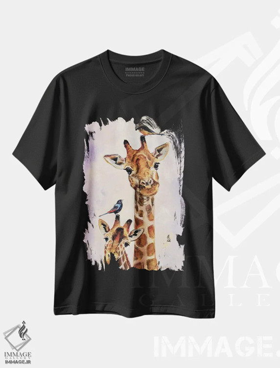 تیشرت مشکی طرح دار گریس و دریما، هنر فاخر معاصر اثر کارن وبر | فروشگاه ایماژ