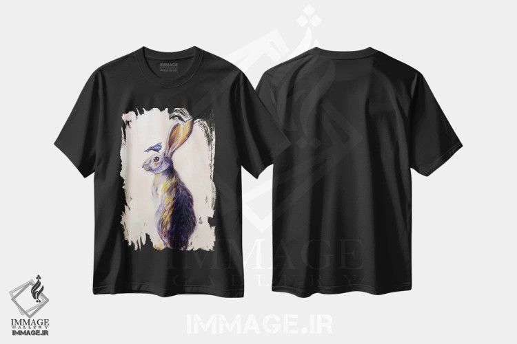 تیشرت مشکی طرح دار سبک خرگوش، هنر فاخر معاصر اثر کارن وبر | immage.ir