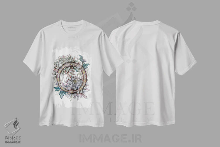 تیشرت سفید طرح دار اوروبروس، دکوراسیون جایگزین اثر کیمرا واچنا | فروشگاه ایماژ
