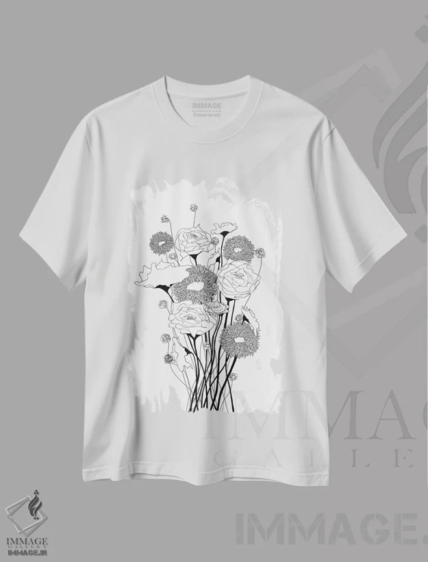 تیشرت سفید طرح دار دسته وحشی ۱، هنر تزئینی سیاه و سفید اثر کیلیگ وولد | immage.ir