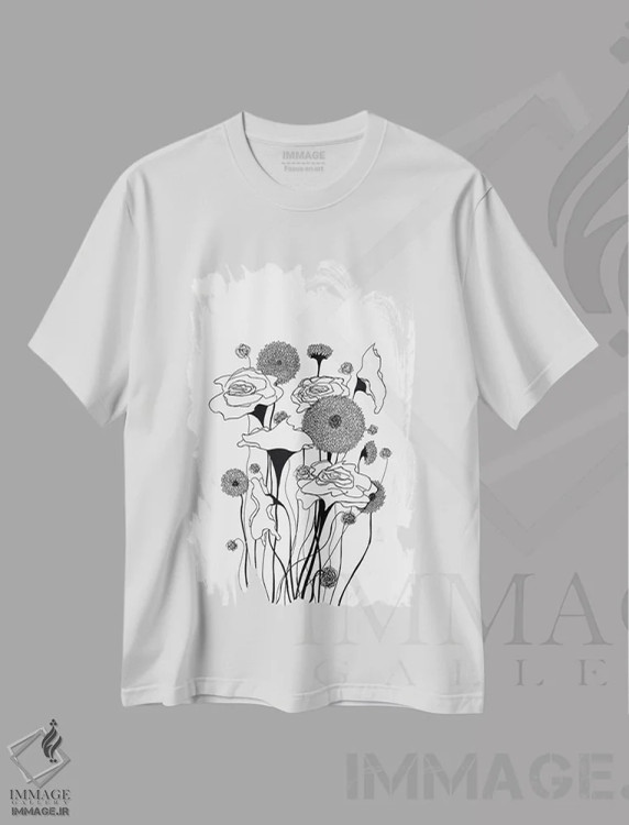 تیشرت سفید طرح دار دسته وحشی ۳، هنر تزئینی سیاه و سفید اثر کیلیگ وولد | فروشگاه ایماژ