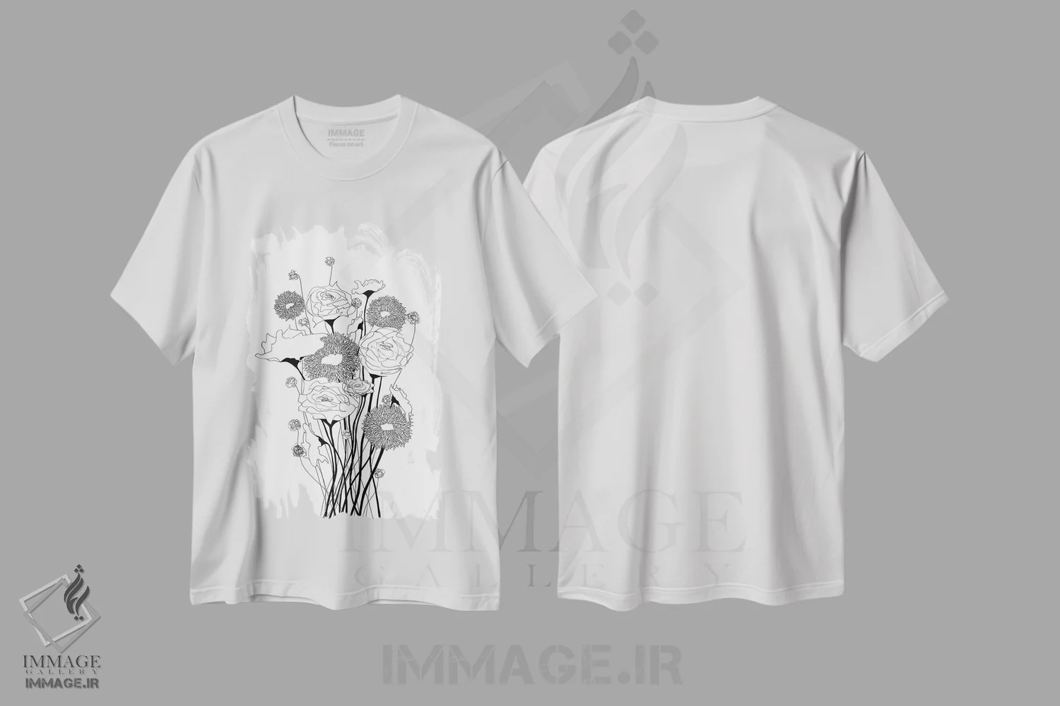 تیشرت سفید طرح دار دسته وحشی ۱، هنر تزئینی سیاه و سفید اثر کیلیگ وولد | immage.ir