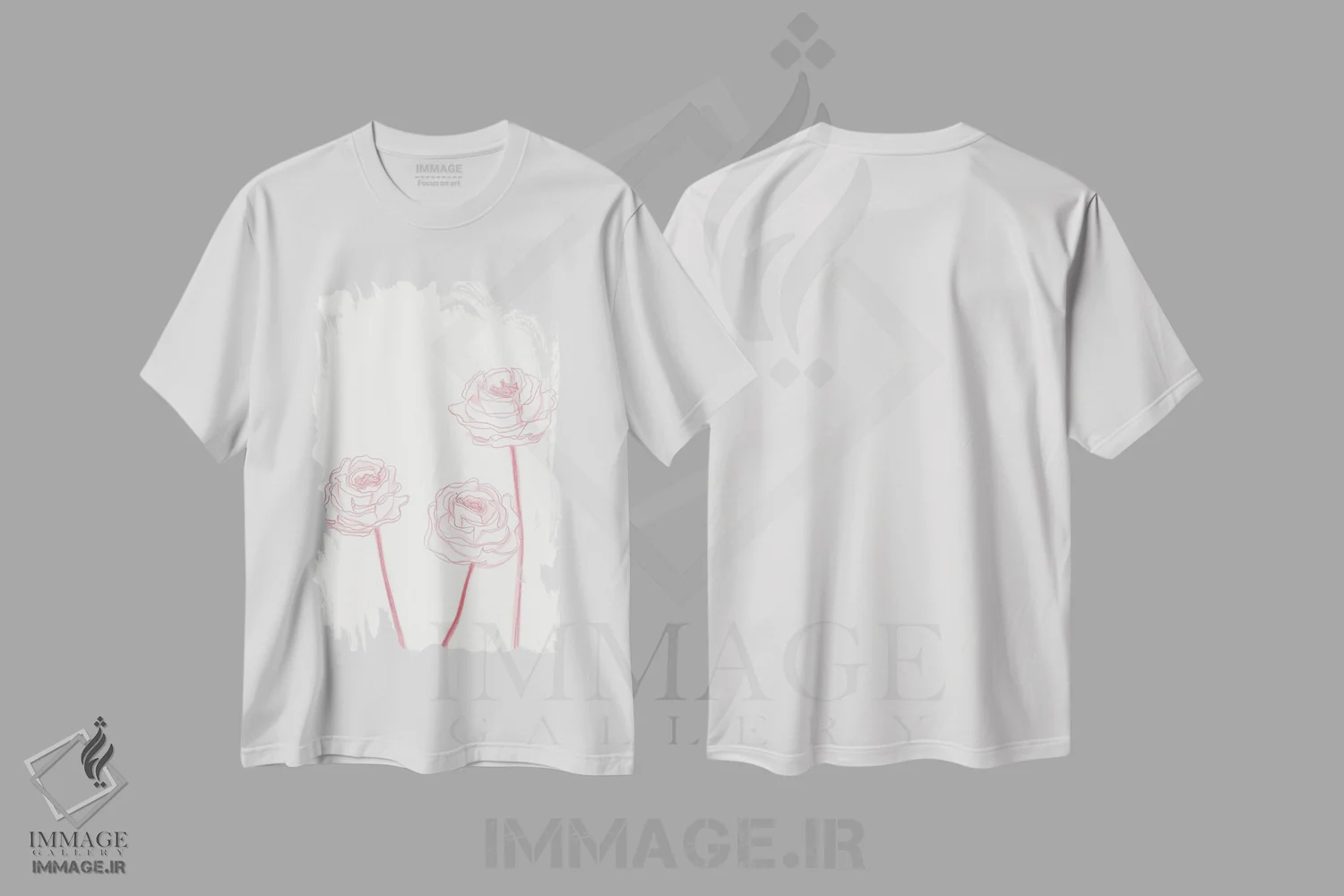 تیشرت سفید طرح دار شکوفه های صدتومانی ۲، آرت خطی اثر کیلیگ وولد | immage.ir