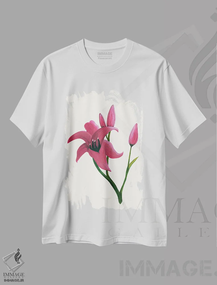 تیشرت سفید طرح دار سوسن روز روشن ۲، دکور معاصر اثر کیلیگ وولد | فروشگاه ایماژ
