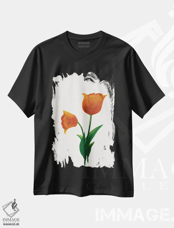 تیشرت مشکی طرح دار لاله طلوع ۱، دکور معاصر اثر کیلیگ وولد | immage.ir