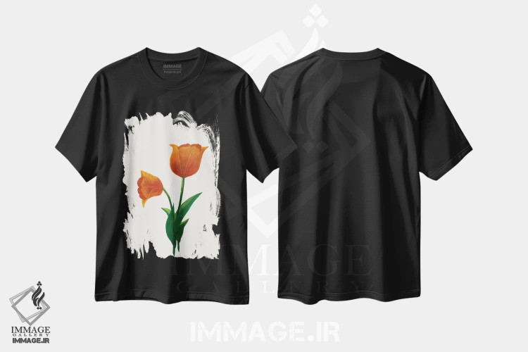 تیشرت مشکی طرح دار لاله طلوع ۱، دکور معاصر اثر کیلیگ وولد | immage.ir
