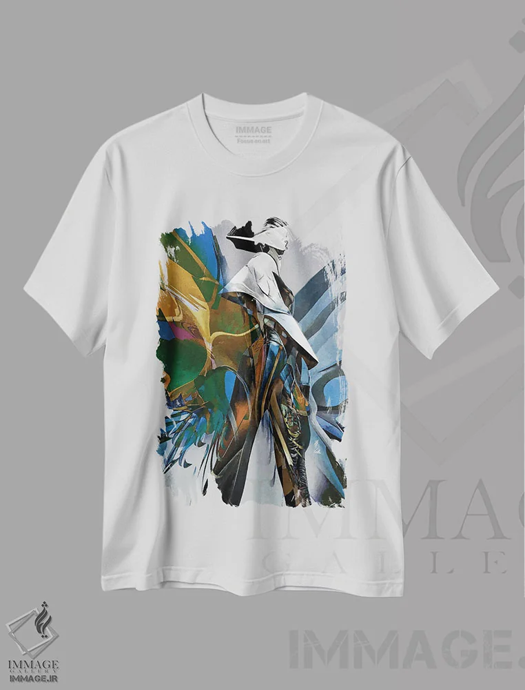 تیشرت سفید طرح دار قدم زنی پروانه ای، دکوراسیون جایگزین اثر کنوود هوه | فروشگاه ایماژ