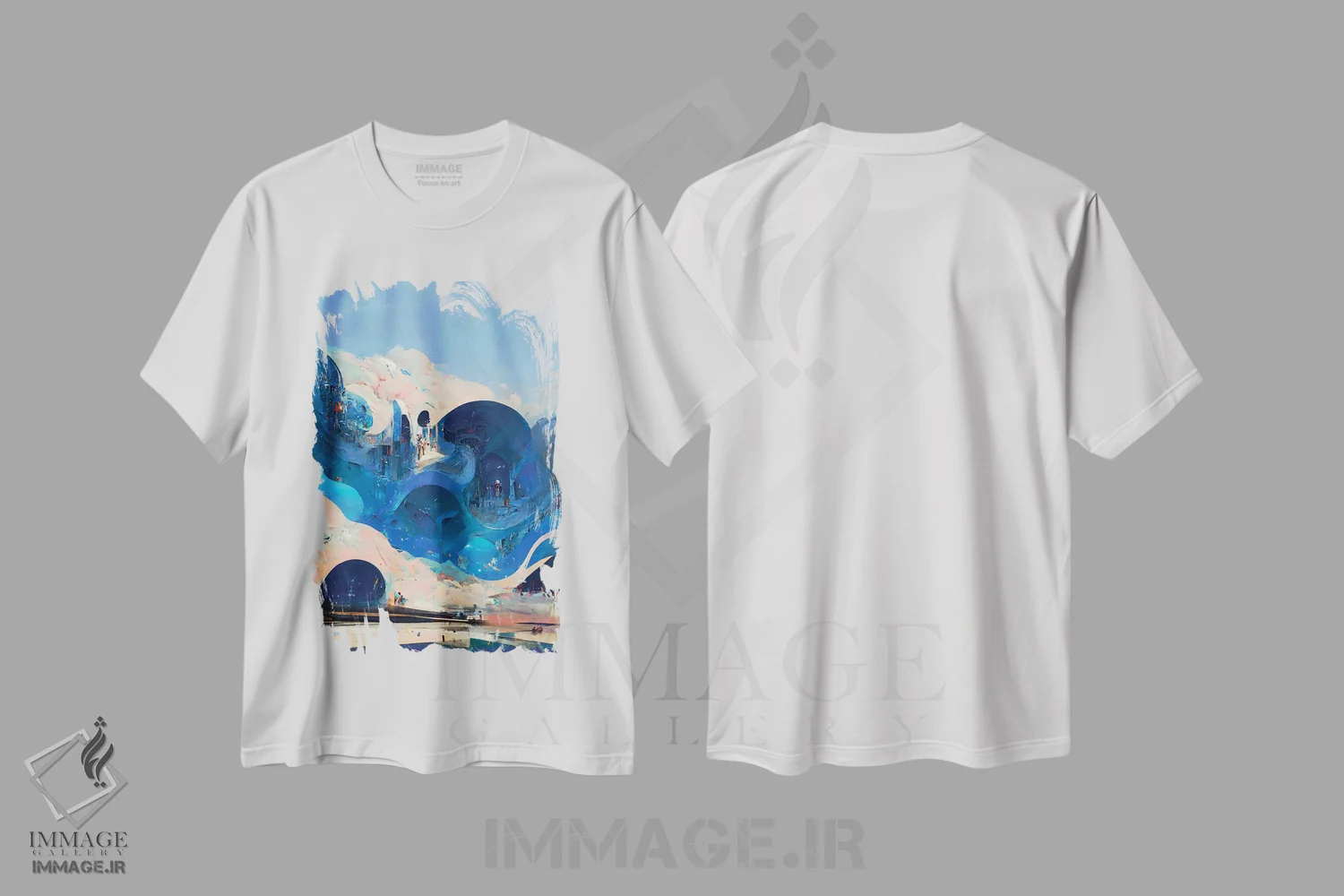 تیشرت سفید طرح دار شهر پوزیدون، هنر فاخر معاصر اثر کنوود هوه | immage.ir