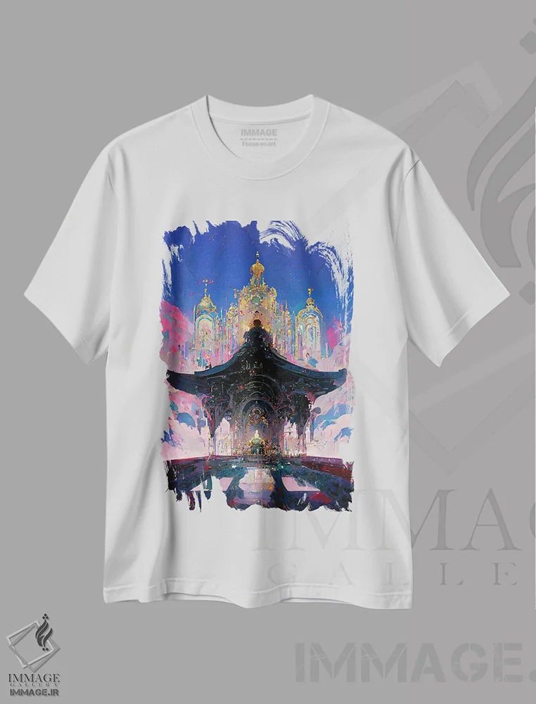 تیشرت سفید طرح دار سفر خواب آلود، هنر فاخر معاصر اثر کنوود هوه | immage.ir