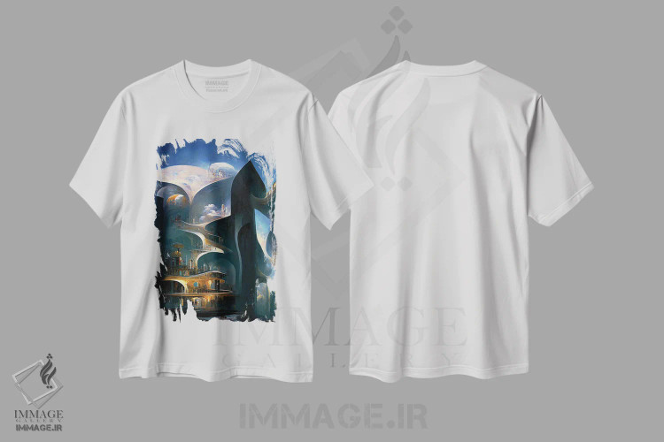 تیشرت سفید طرح دار دنیای توهم ۳، دکوراسیون جایگزین اثر کنوود هوه | فروشگاه ایماژ