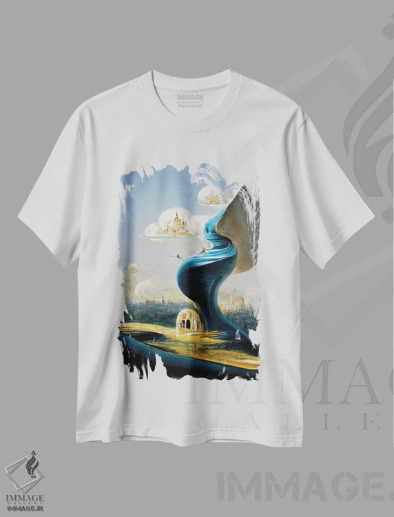 تیشرت سفید طرح دار سیگنال، هنر فاخر معاصر اثر کنوود هوه | فروشگاه ایماژ