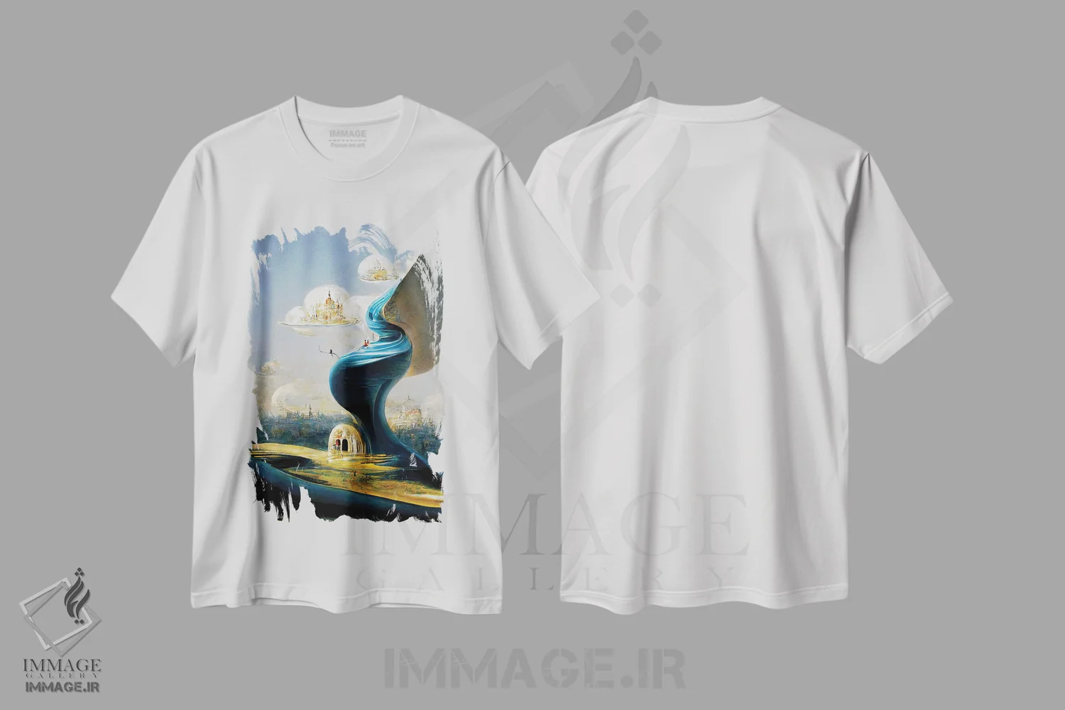 تیشرت سفید طرح دار سیگنال، هنر فاخر معاصر اثر کنوود هوه | فروشگاه ایماژ