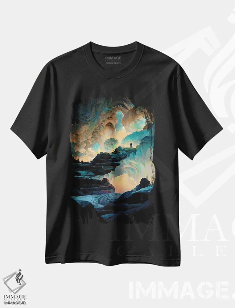 تیشرت مشکی طرح دار اوج ۲، هنر فاخر معاصر اثر کنوود هوه | فروشگاه ایماژ