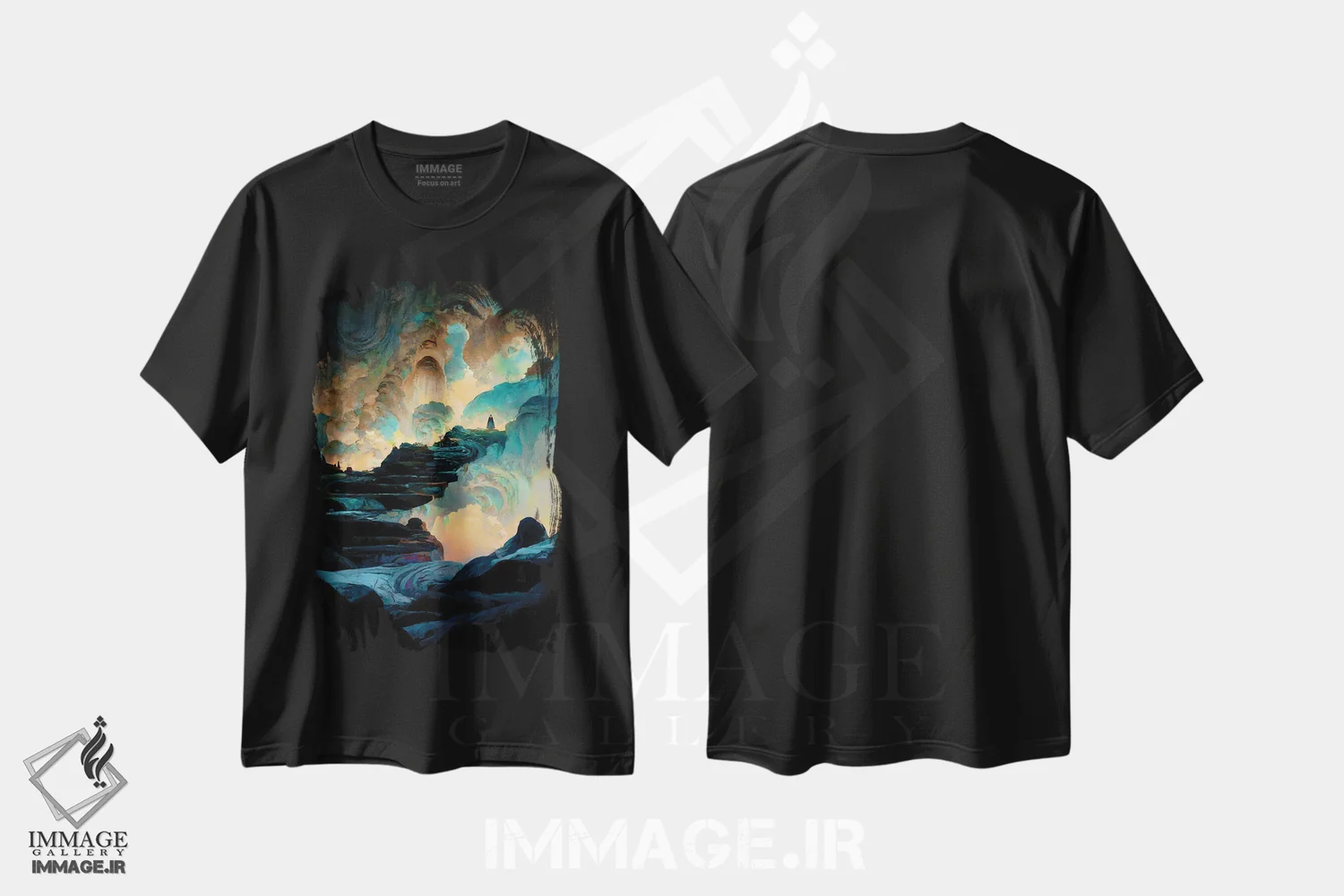 تیشرت مشکی طرح دار اوج ۲، هنر فاخر معاصر اثر کنوود هوه | فروشگاه ایماژ