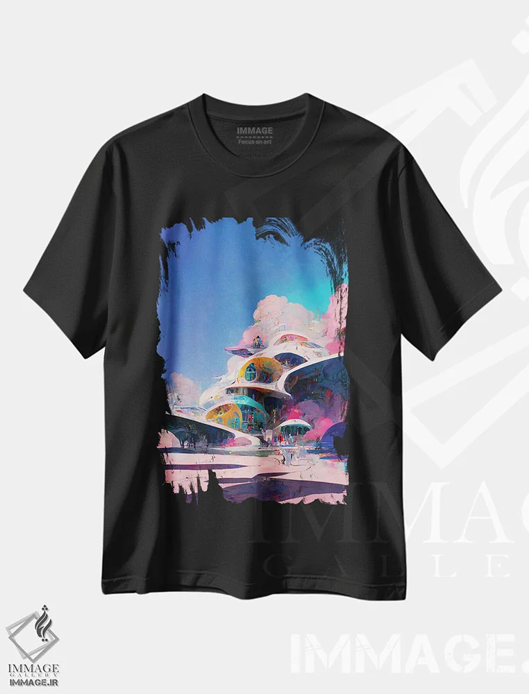 تیشرت مشکی طرح دار لذت صورتی، هنر فاخر معاصر اثر کنوود هوه | فروشگاه ایماژ