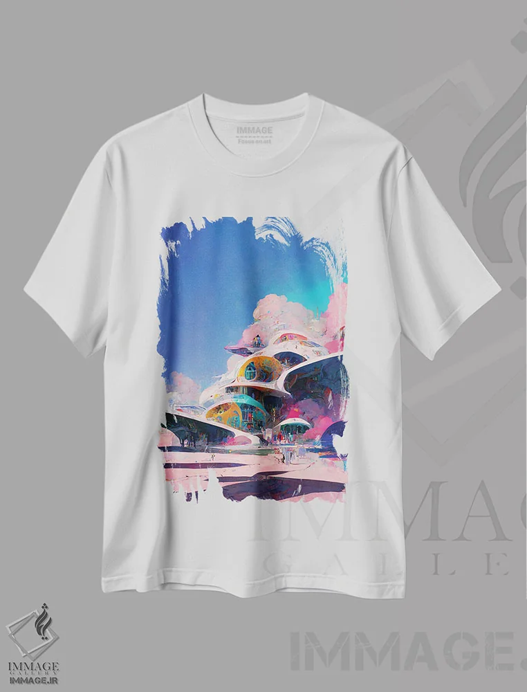 تیشرت سفید طرح دار لذت صورتی، هنر فاخر معاصر اثر کنوود هوه | immage.ir