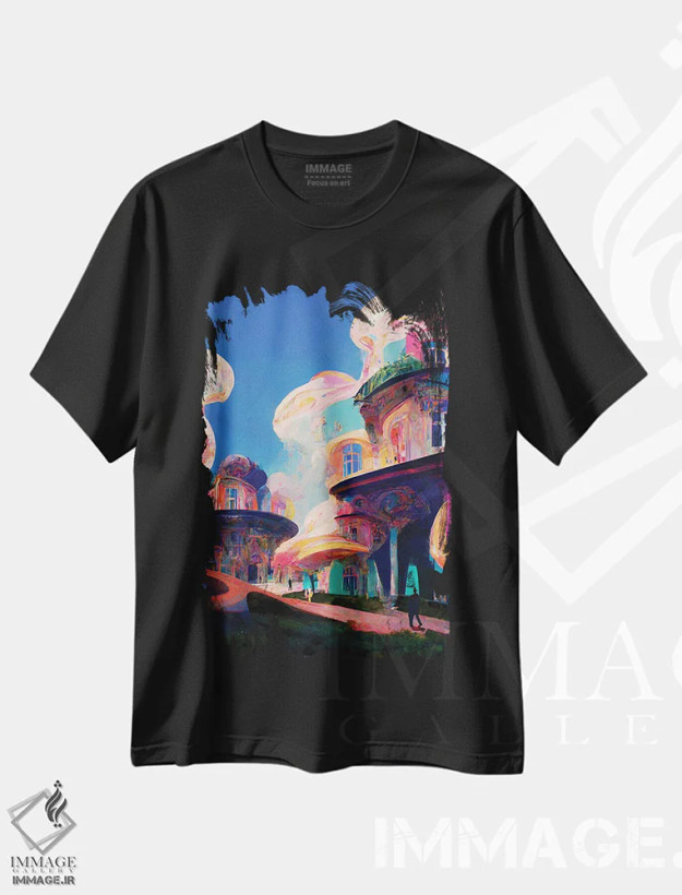 تیشرت مشکی طرح دار لذت صورتی ۲، هنر فاخر معاصر اثر کنوود هوه | فروشگاه ایماژ