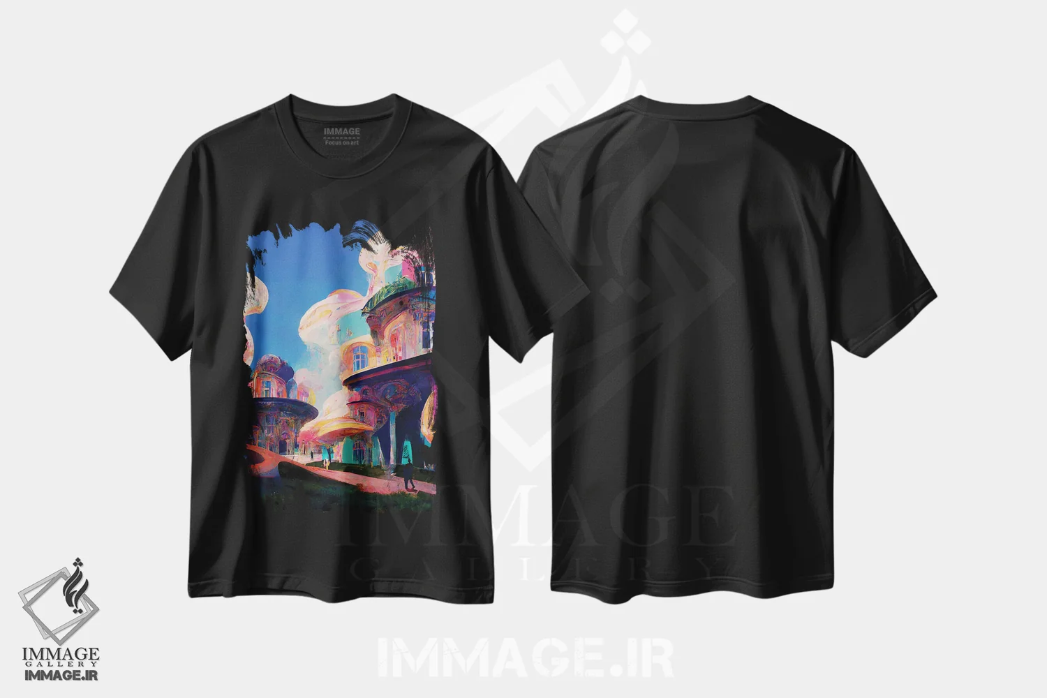 تیشرت مشکی طرح دار لذت صورتی ۲، هنر فاخر معاصر اثر کنوود هوه | فروشگاه ایماژ