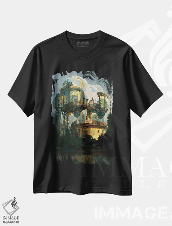 تیشرت مشکی طرح دار کسوف استیم پانک، دکوراسیون جایگزین اثر کنوود هوه | فروشگاه ایماژ