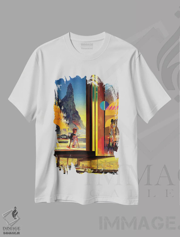 تیشرت سفید طرح دار ضد الگوریتم، هنر فاخر معاصر اثر کنوود هوه | فروشگاه ایماژ