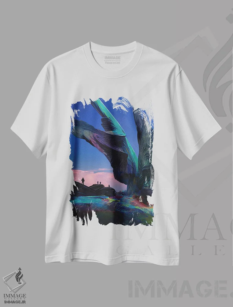 تیشرت سفید طرح دار یادبود رؤیاپردازی، هنر فاخر معاصر اثر کنوود هوه | immage.ir