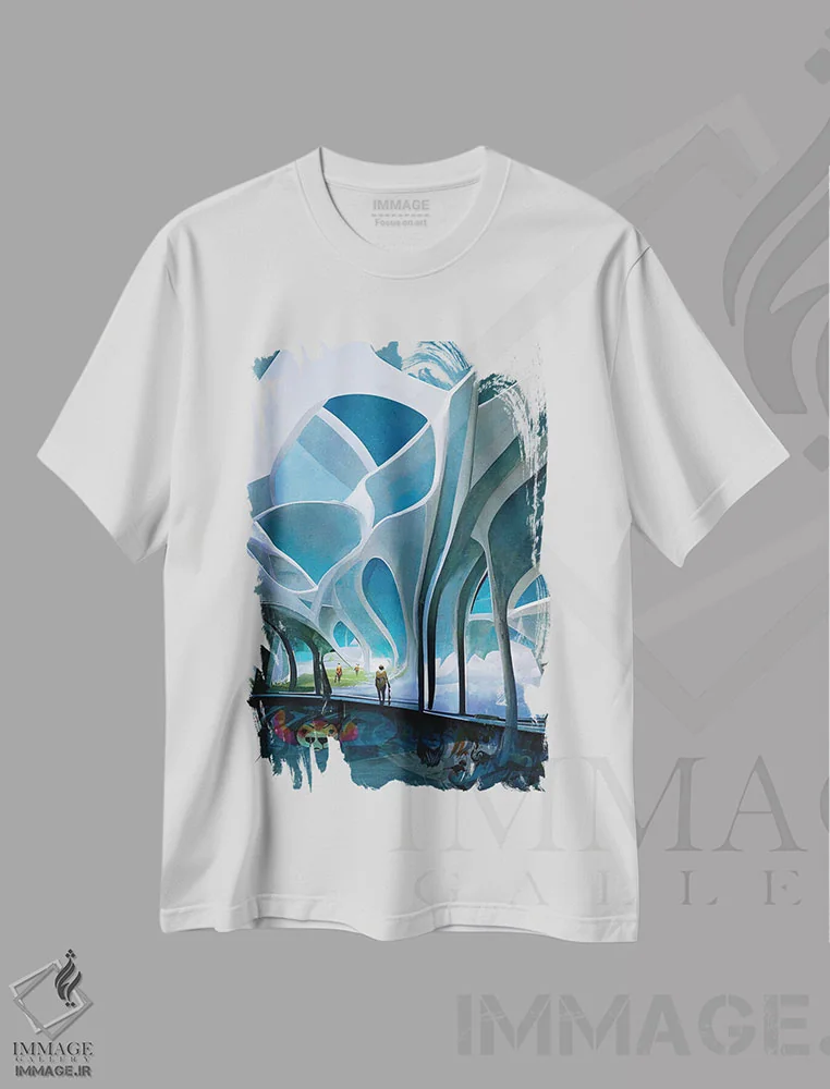 تیشرت سفید طرح دار کارت آزاد، هنر فاخر معاصر اثر کنوود هوه | فروشگاه ایماژ