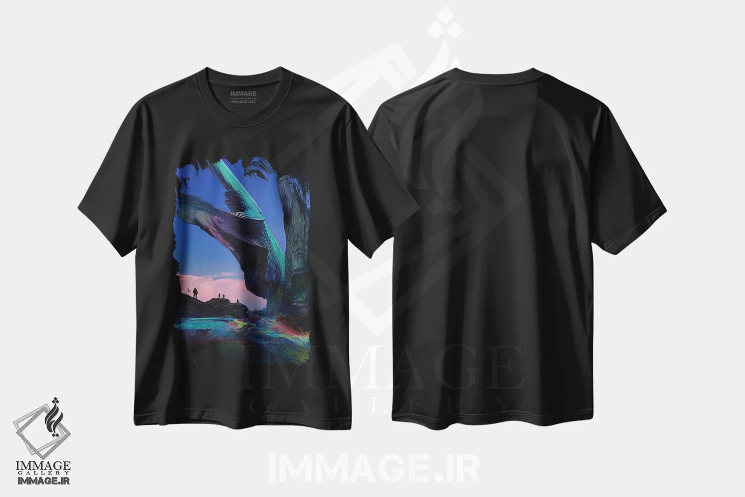 تیشرت مشکی طرح دار یادبود رؤیاپردازی، هنر فاخر معاصر اثر کنوود هوه | فروشگاه ایماژ