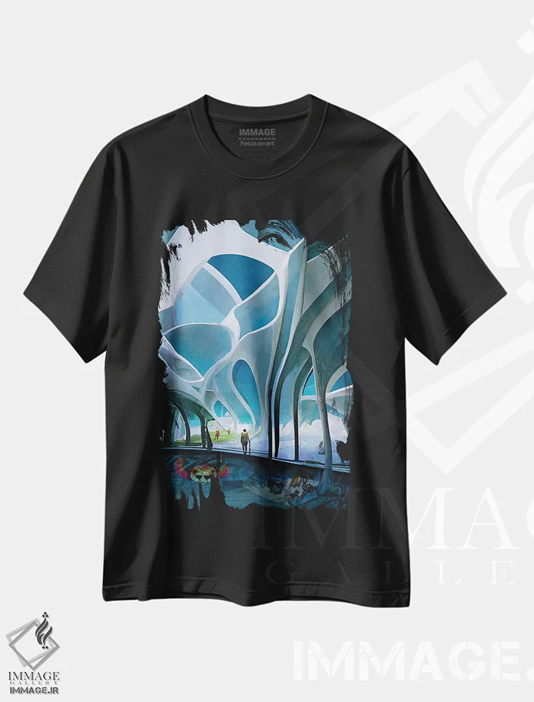 تیشرت مشکی طرح دار کارت آزاد، هنر فاخر معاصر اثر کنوود هوه | immage.ir