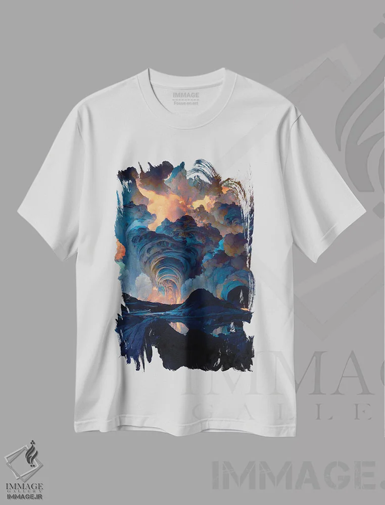 تیشرت سفید طرح دار اوج ۳، هنر فاخر معاصر اثر کنوود هوه | فروشگاه ایماژ