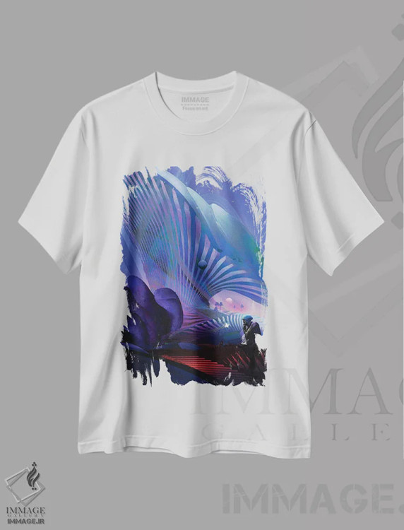تیشرت سفید طرح دار بهشت بینابینی، هنر فاخر معاصر اثر کنوود هوه | immage.ir