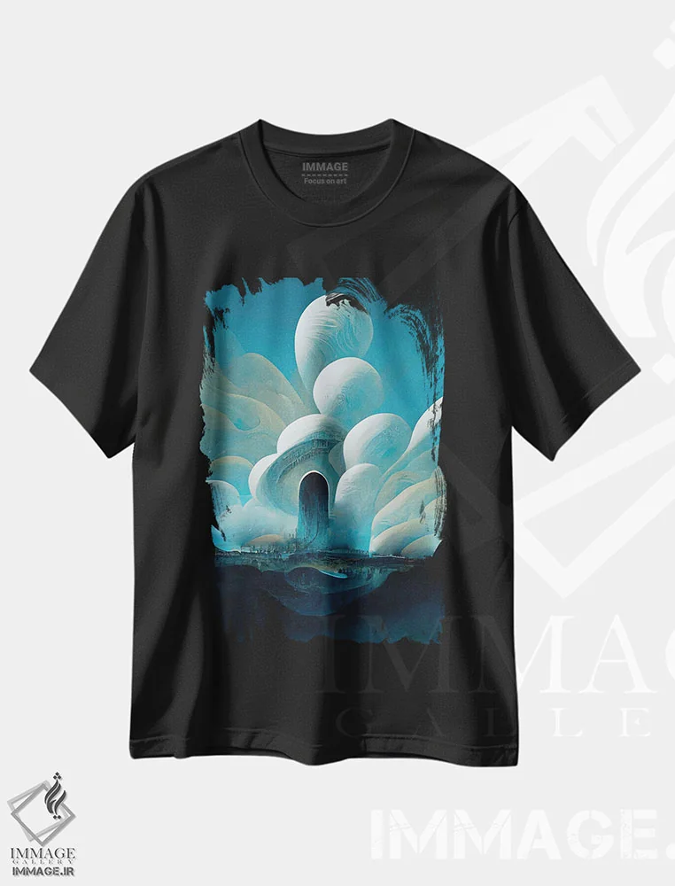 تیشرت مشکی طرح دار دنیای توهم ۴، هنر فاخر معاصر اثر کنوود هوه | immage.ir