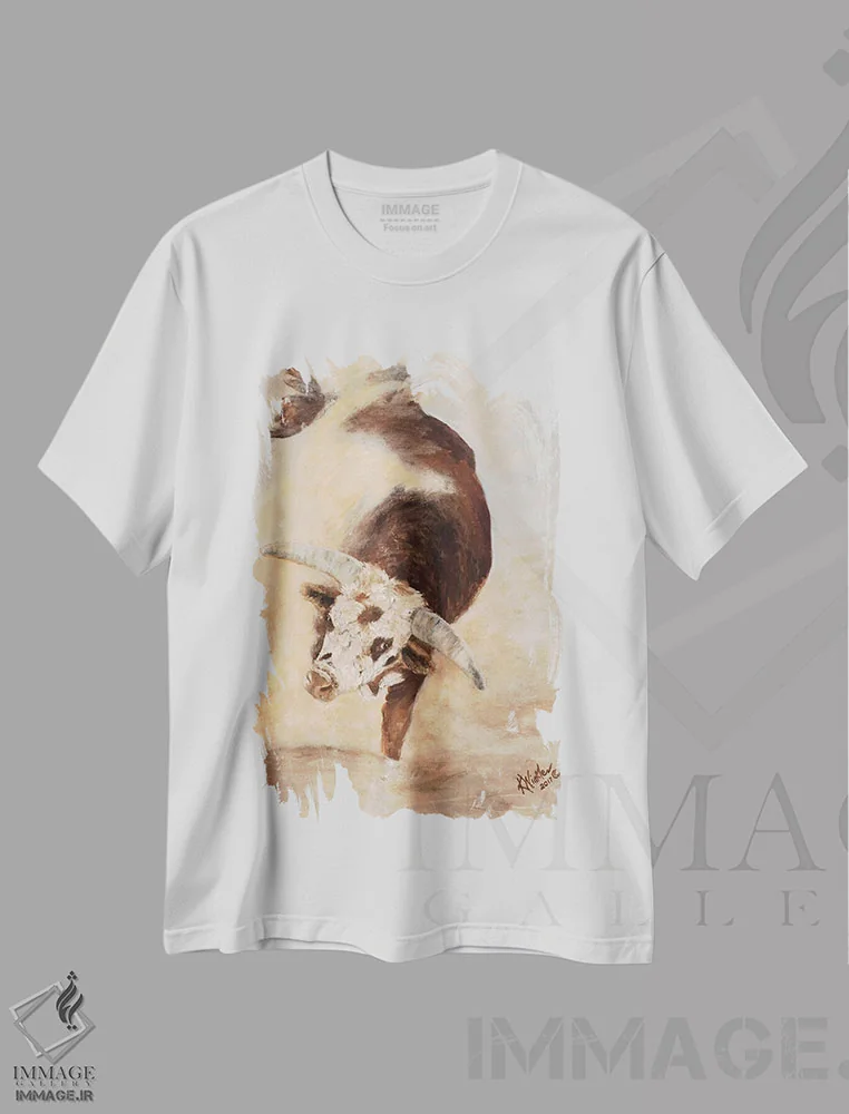 تیشرت سفید طرح دار تکان، تلق تلق و غلتیدن ۲، هنر فاخر معاصر اثر کتی وینکلر | immage.ir