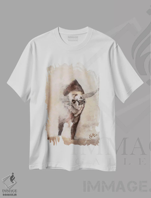 تیشرت سفید طرح دار تکان، تلق تلق و غلتیدن ۳، هنر فاخر معاصر اثر کتی وینکلر | فروشگاه ایماژ