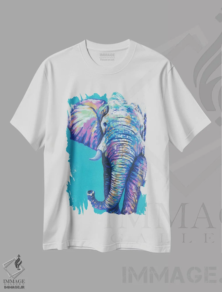 تیشرت سفید طرح دار فیل شگفت انگیز، مدیوم اثر کیرستین وود | فروشگاه ایماژ