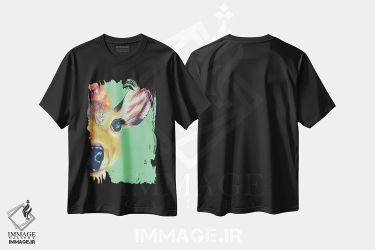 تیشرت مشکی طرح دار سلام آهو، مدیوم اثر کیرستین وود | immage.ir