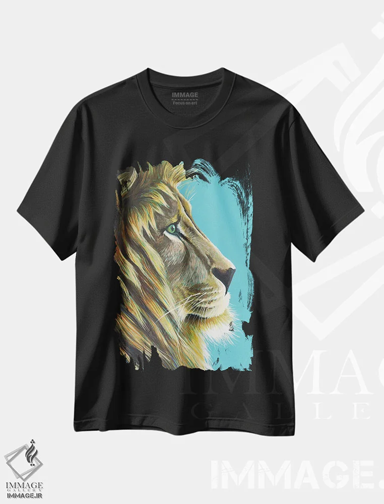 تیشرت مشکی طرح دار شیرشاه، مدیوم اثر کیرستین وود | فروشگاه ایماژ