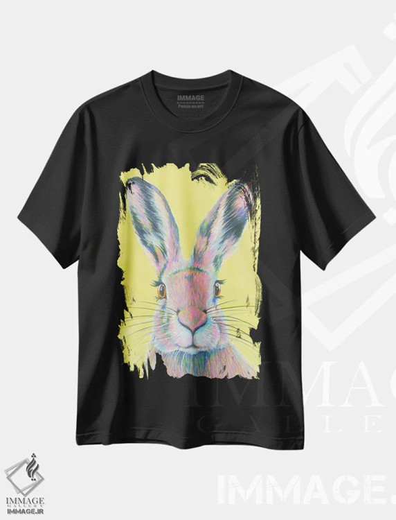تیشرت مشکی طرح دار خرگوش دیوانه ماه مارس، مدیوم اثر کیرستین وود | immage.ir