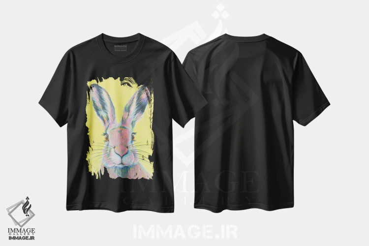 تیشرت مشکی طرح دار خرگوش دیوانه ماه مارس، مدیوم اثر کیرستین وود | immage.ir