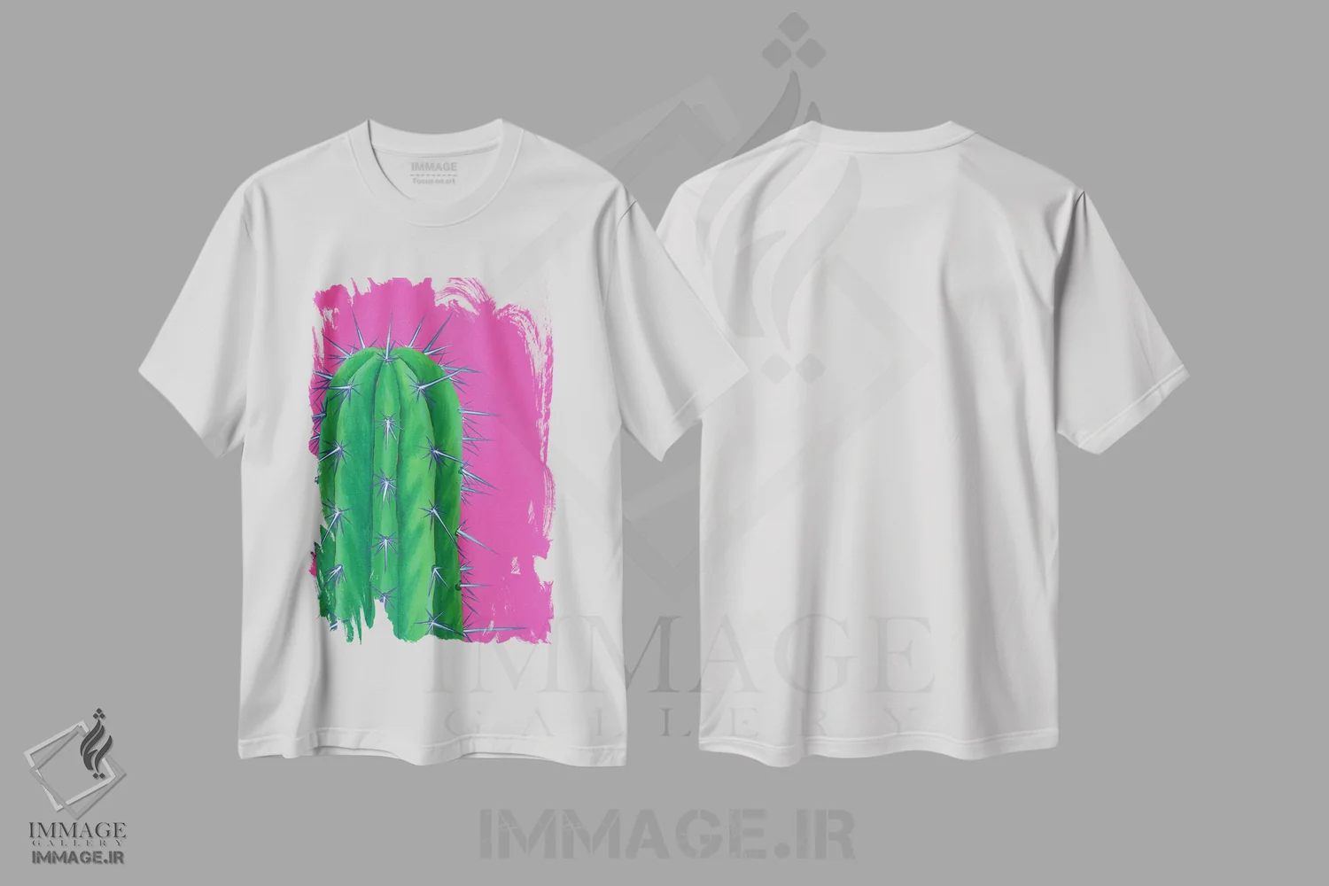 تیشرت سفید طرح دار کاکتوس تیغ دار، تزئینی اثر کیرستین وود | فروشگاه ایماژ