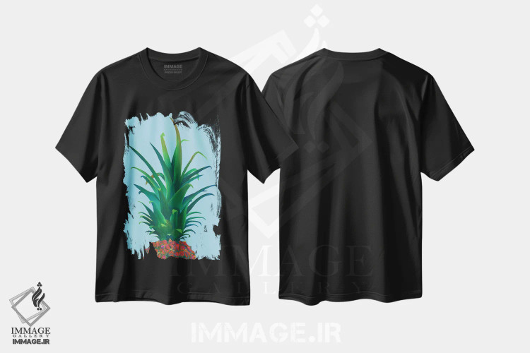 تیشرت مشکی طرح دار آناناس خاردار، هنر فاخر معاصر اثر کیرستین وود | فروشگاه ایماژ