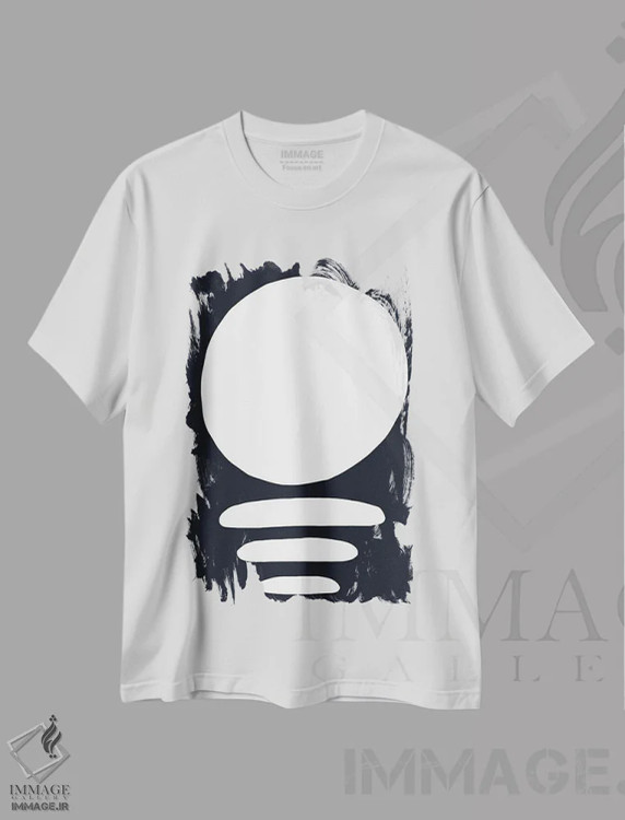 تیشرت سفید طرح دار سایه های ماه اثر کری کمپبل | فروشگاه ایماژ