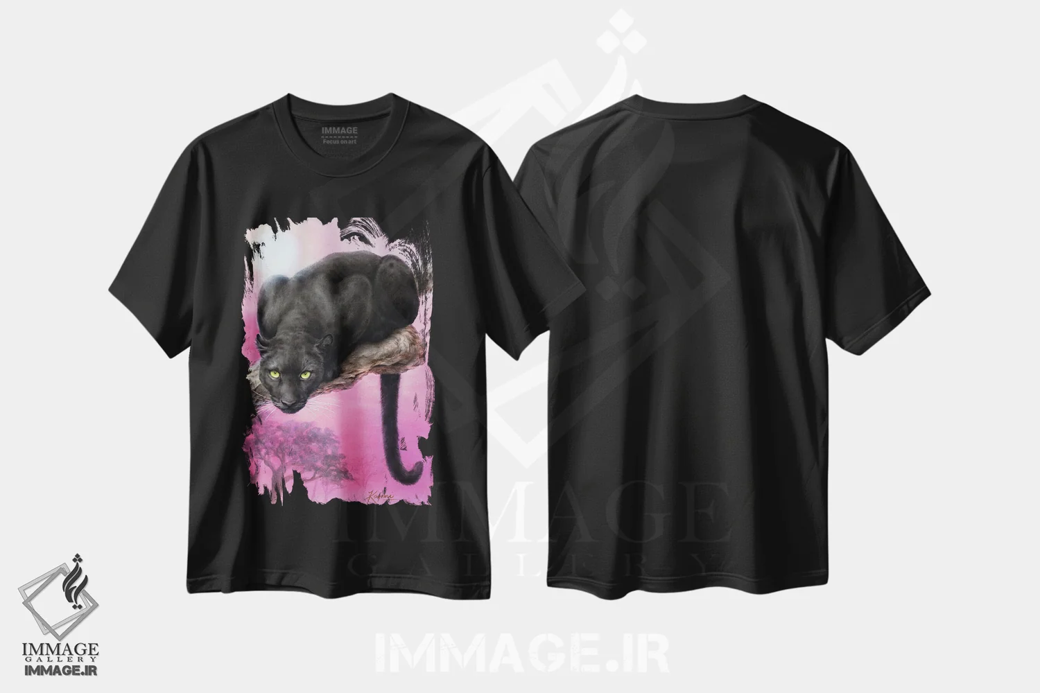 تیشرت مشکی طرح دار پلنگ سیاه، تزئینی اثر کایومی هارای | فروشگاه ایماژ