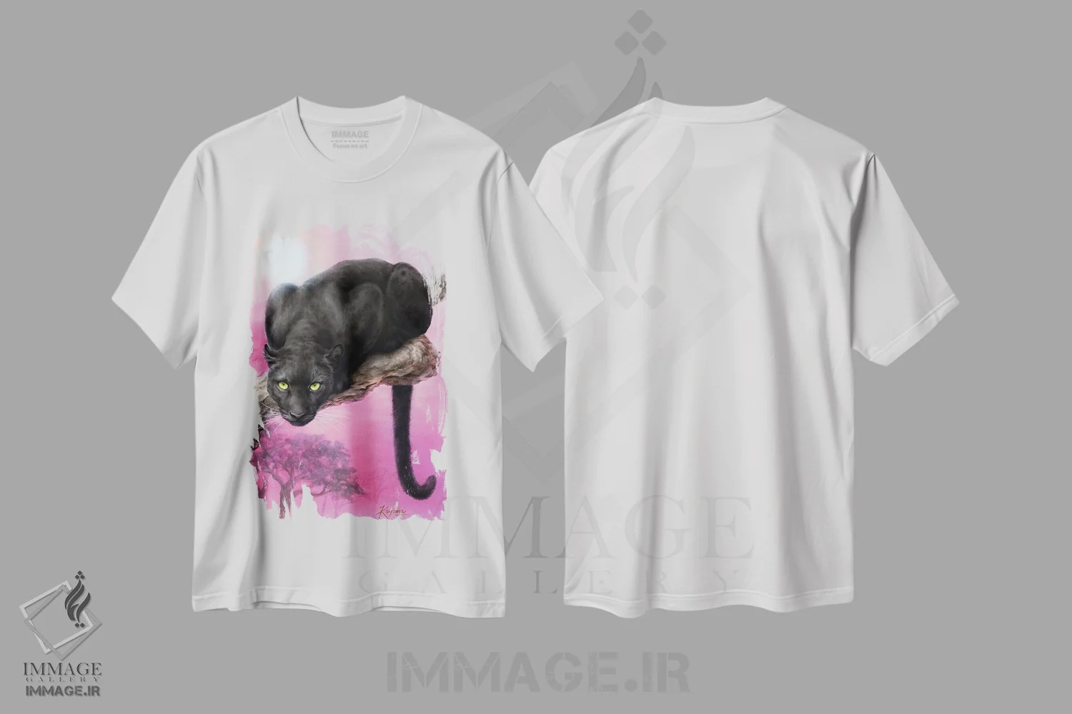 تیشرت سفید طرح دار پلنگ سیاه، تزئینی اثر کایومی هارای | immage.ir