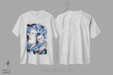 تیشرت سفید طرح دار حلقه گل آبی، تزئینی اثر کایومی هارای | فروشگاه ایماژ