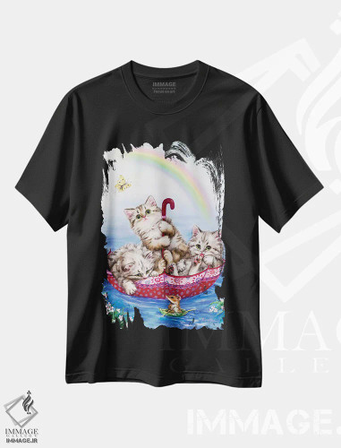 تیشرت مشکی طرح دار سفر به خیر، تزئینی اثر کایومی هارای | فروشگاه ایماژ